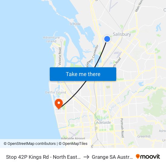 Stop 42P Kings Rd - North East side to Grange SA Australia map