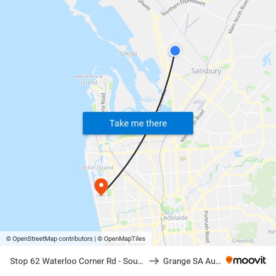 Stop 62 Waterloo Corner Rd - South West side to Grange SA Australia map