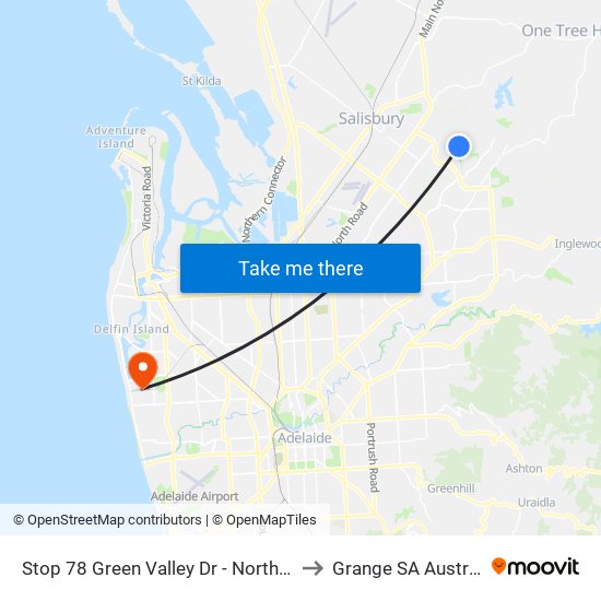 Stop 78 Green Valley Dr - North side to Grange SA Australia map