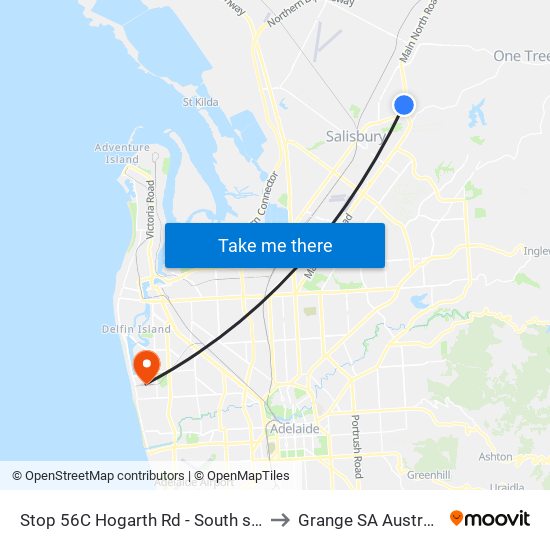 Stop 56C Hogarth Rd - South side to Grange SA Australia map