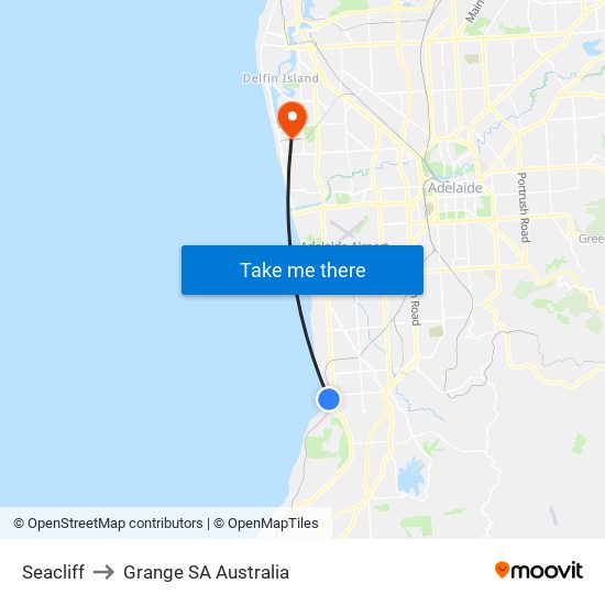 Seacliff to Grange SA Australia map