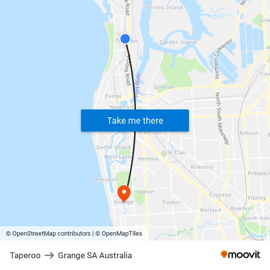 Taperoo to Grange SA Australia map