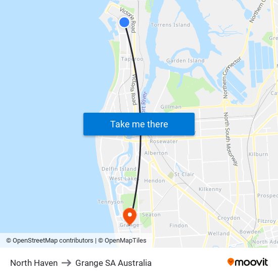 North Haven to Grange SA Australia map