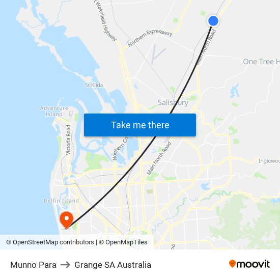 Munno Para to Grange SA Australia map