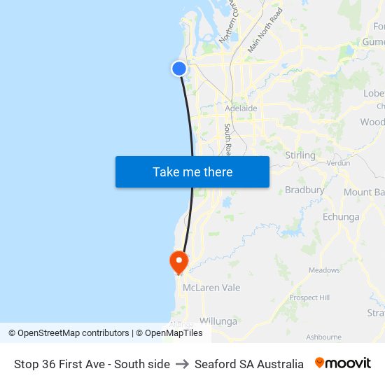 Stop 36 First Ave - South side to Seaford SA Australia map