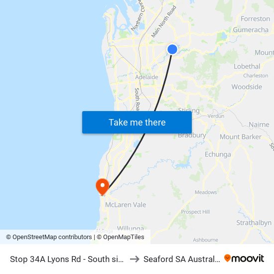 Stop 34A Lyons Rd - South side to Seaford SA Australia map