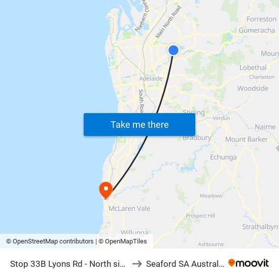 Stop 33B Lyons Rd - North side to Seaford SA Australia map