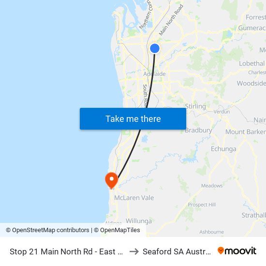 Stop 21 Main North Rd - East side to Seaford SA Australia map