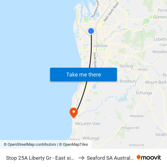 Stop 25A Liberty Gr - East side to Seaford SA Australia map