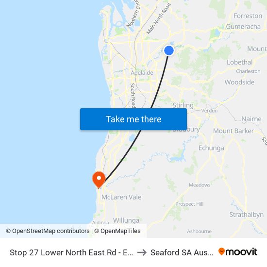 Stop 27 Lower North East Rd - East side to Seaford SA Australia map