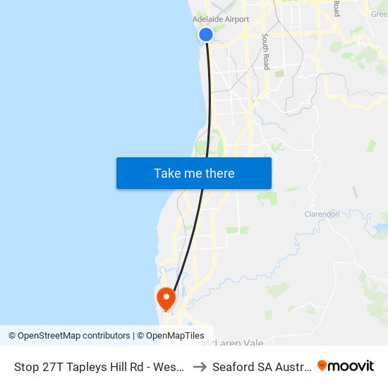 Stop 27T Tapleys Hill Rd - West side to Seaford SA Australia map