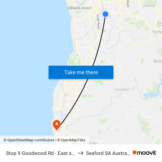 Stop 9 Goodwood Rd - East side to Seaford SA Australia map