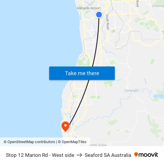 Stop 12 Marion Rd - West side to Seaford SA Australia map