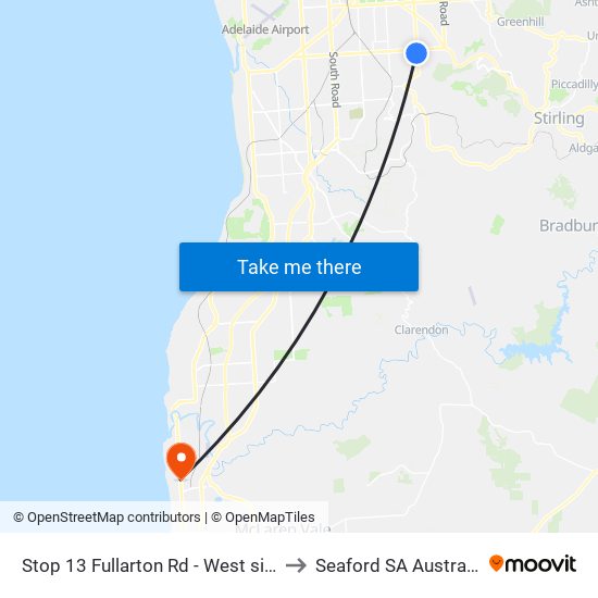 Stop 13 Fullarton Rd - West side to Seaford SA Australia map