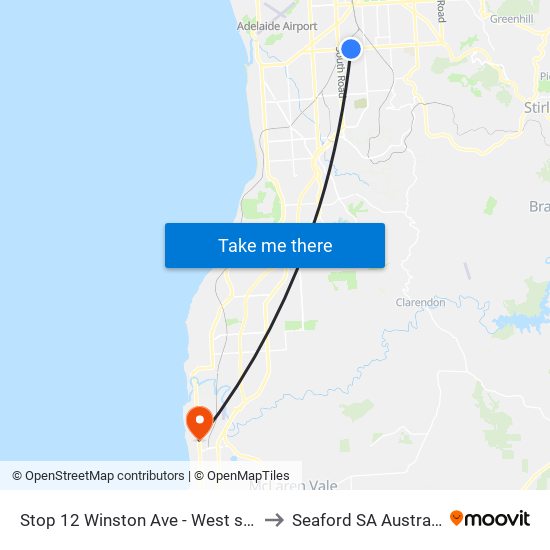 Stop 12 Winston Ave - West side to Seaford SA Australia map