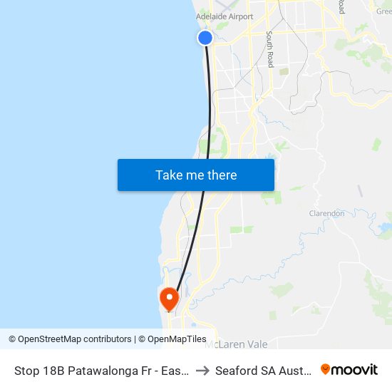 Stop 18B Patawalonga Fr - East side to Seaford SA Australia map