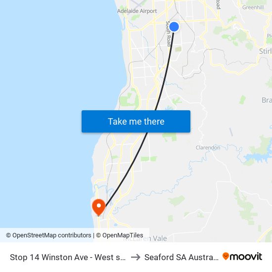 Stop 14 Winston Ave - West side to Seaford SA Australia map