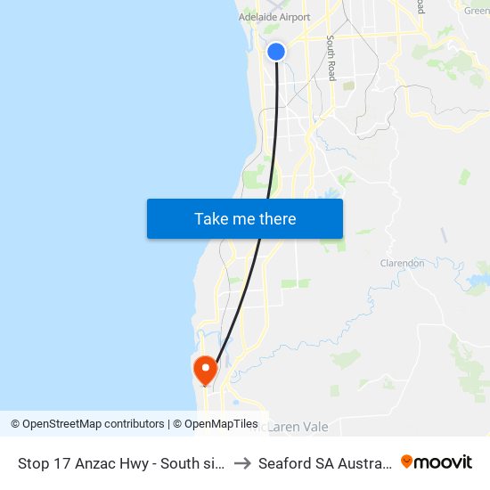 Stop 17 Anzac Hwy - South side to Seaford SA Australia map