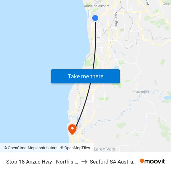Stop 18 Anzac Hwy - North side to Seaford SA Australia map