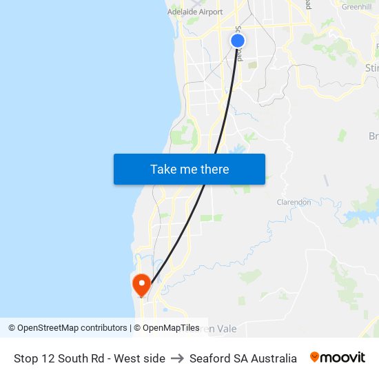 Stop 12 South Rd - West side to Seaford SA Australia map