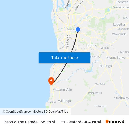 Stop 8 The Parade - South side to Seaford SA Australia map