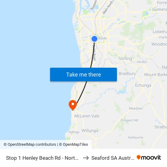 Stop 1 Henley Beach Rd - North side to Seaford SA Australia map