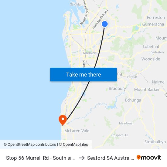 Stop 56 Murrell Rd - South side to Seaford SA Australia map