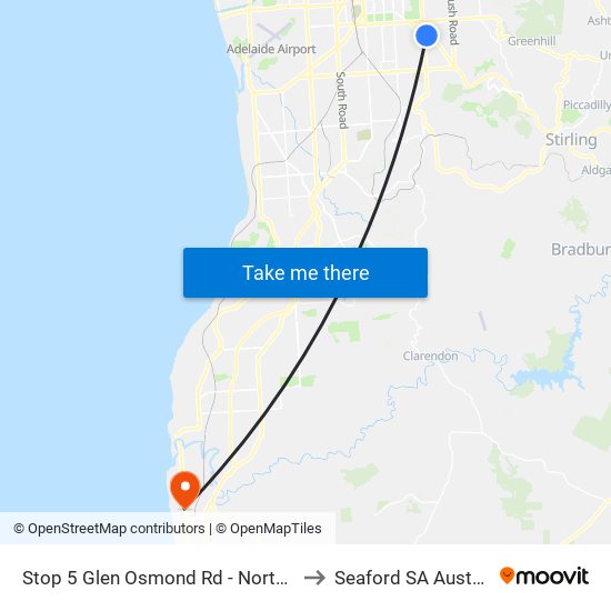 Stop 5 Glen Osmond Rd - North side to Seaford SA Australia map