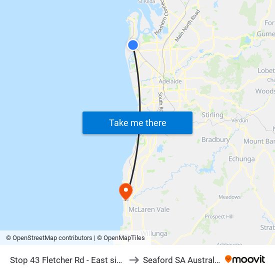 Stop 43 Fletcher Rd - East side to Seaford SA Australia map