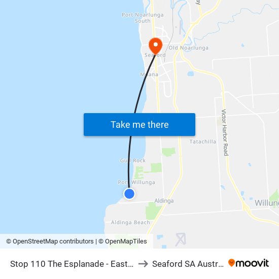 Stop 110 The Esplanade - East side to Seaford SA Australia map