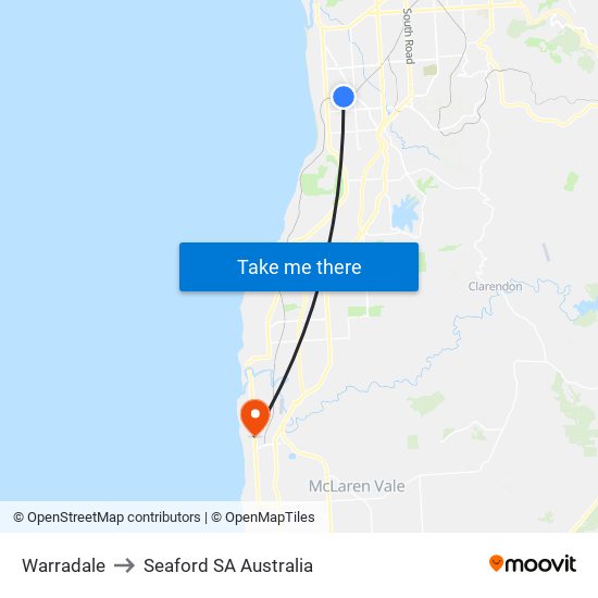 Warradale to Seaford SA Australia map