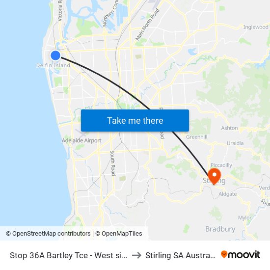 Stop 36A Bartley Tce - West side to Stirling SA Australia map