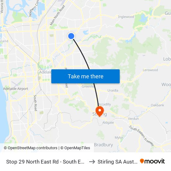 Stop 29 North East Rd - South East side to Stirling SA Australia map