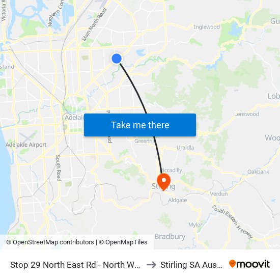 Stop 29 North East Rd - North West side to Stirling SA Australia map