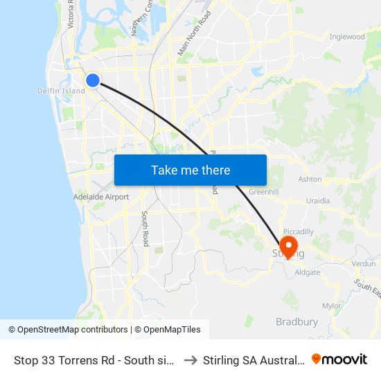 Stop 33 Torrens Rd - South side to Stirling SA Australia map