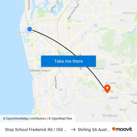 Stop School Frederick Rd / Old Port Rd to Stirling SA Australia map