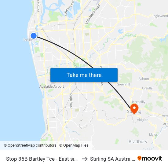 Stop 35B Bartley Tce - East side to Stirling SA Australia map