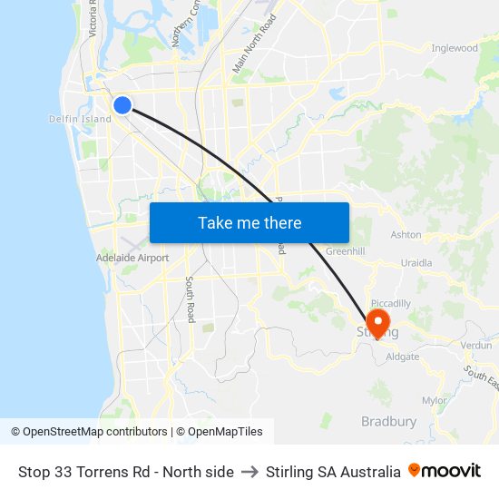 Stop 33 Torrens Rd - North side to Stirling SA Australia map