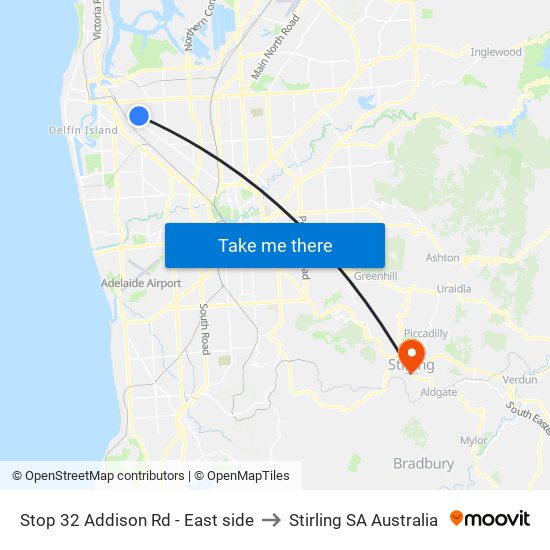 Stop 32 Addison Rd - East side to Stirling SA Australia map