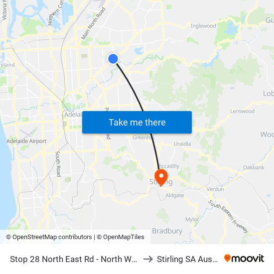 Stop 28 North East Rd - North West side to Stirling SA Australia map