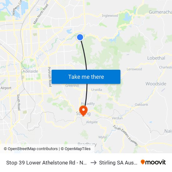 Stop 39 Lower Athelstone Rd - North side to Stirling SA Australia map