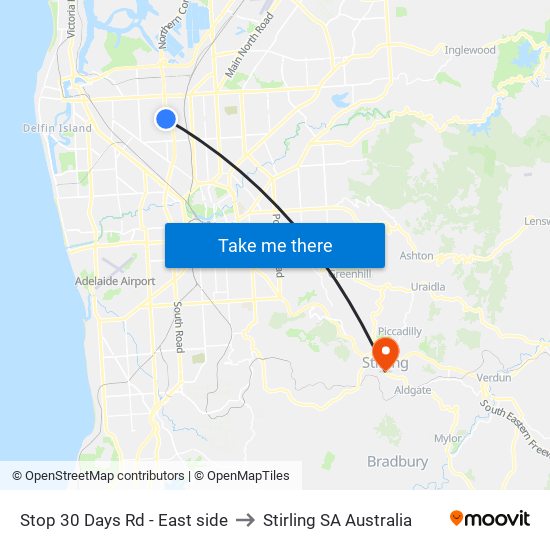 Stop 30 Days Rd - East side to Stirling SA Australia map