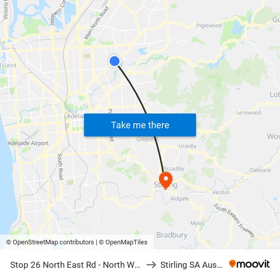 Stop 26 North East Rd - North West side to Stirling SA Australia map