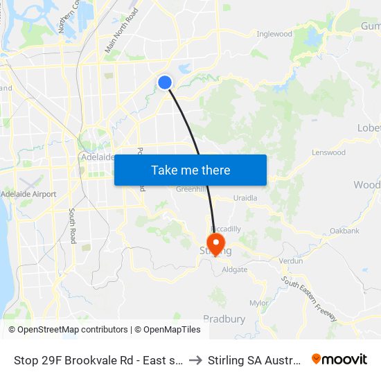 Stop 29F Brookvale Rd - East side to Stirling SA Australia map