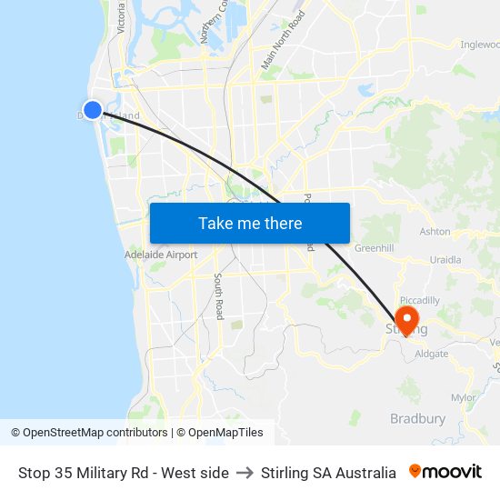 Stop 35 Military Rd - West side to Stirling SA Australia map