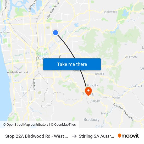 Stop 22A Birdwood Rd - West side to Stirling SA Australia map