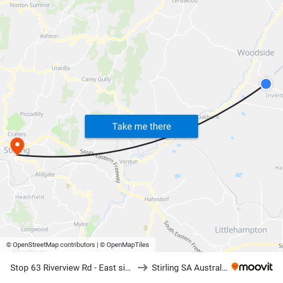 Stop 63 Riverview Rd - East side to Stirling SA Australia map