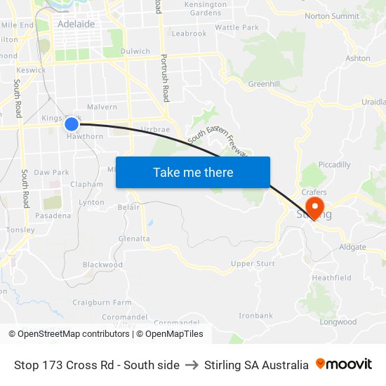 Stop 173 Cross Rd - South side to Stirling SA Australia map