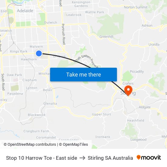 Stop 10 Harrow Tce - East side to Stirling SA Australia map