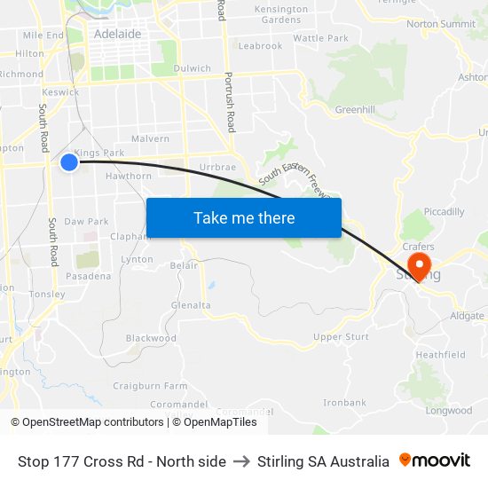 Stop 177 Cross Rd - North side to Stirling SA Australia map